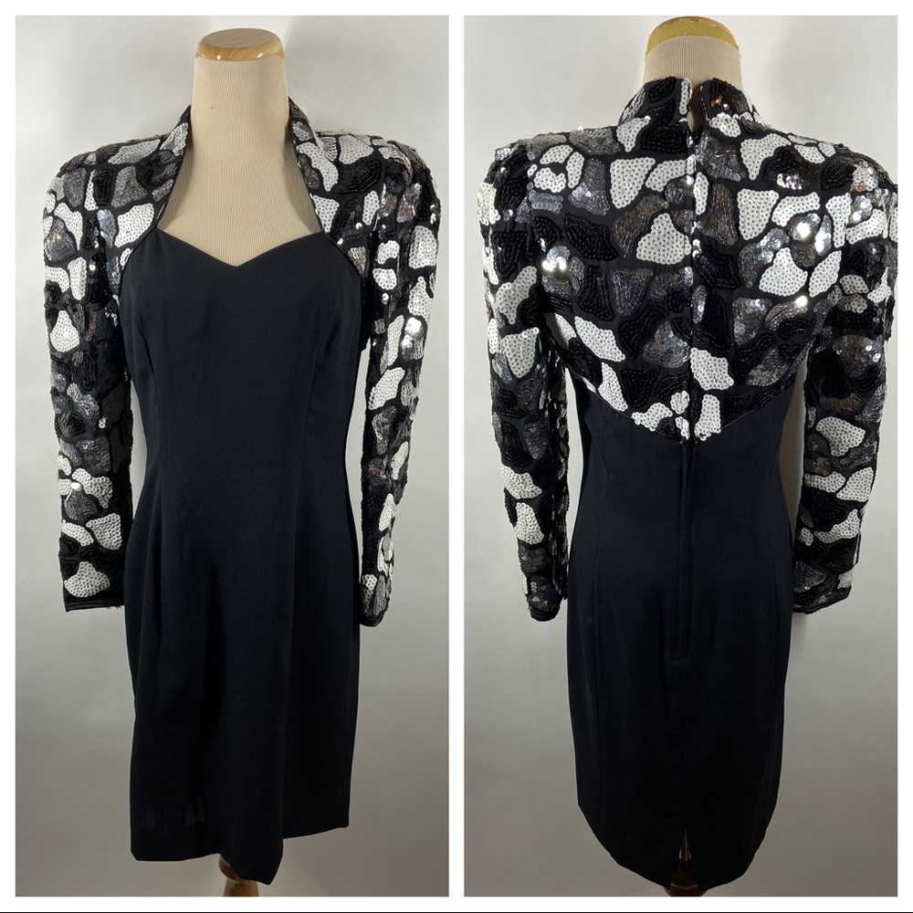 Vintage Morton Myles for the Warrens Size 6 Sequin Gala Party Dress Disco Retro